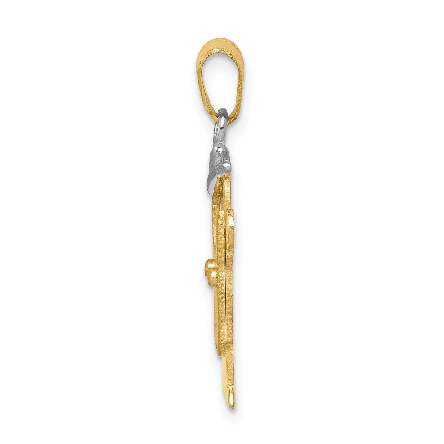 14k Two-tone The Kids Small Boy in Overalls with Hat on Left Engravable Love Charm