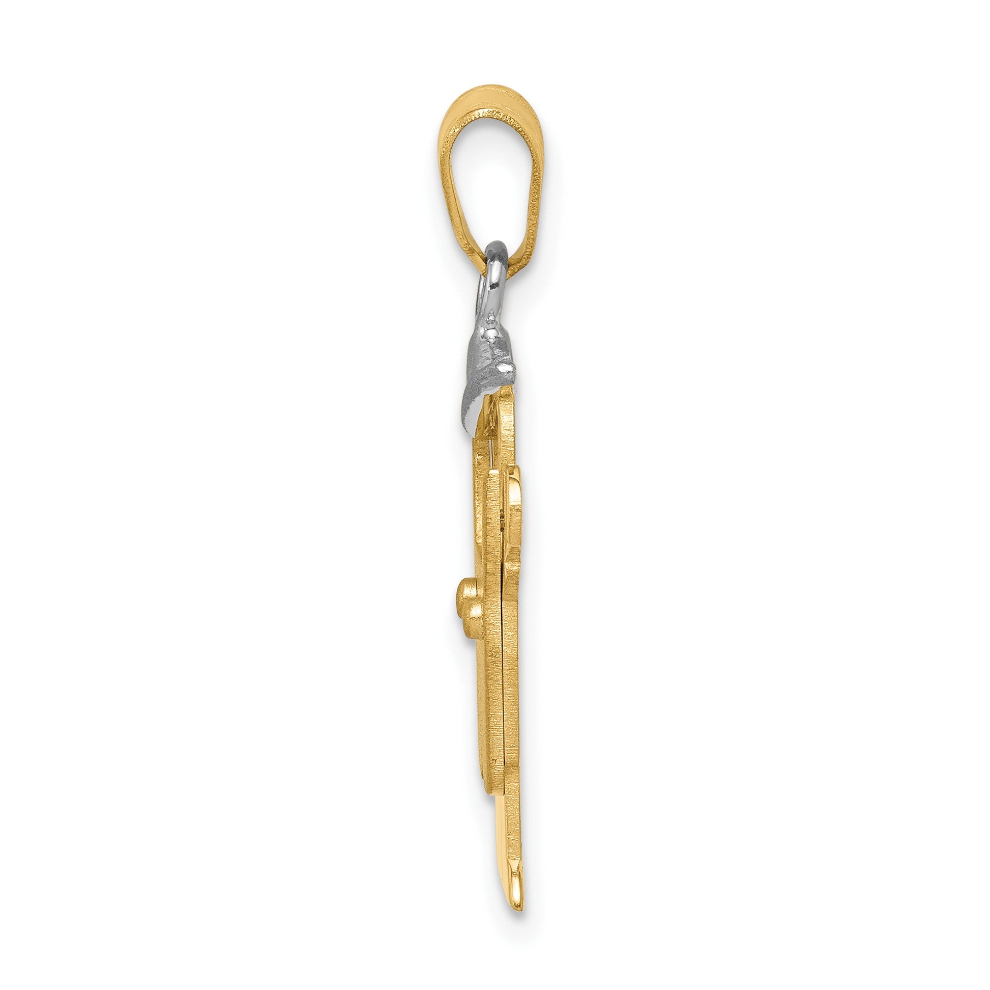 14k Two-tone The Kids Small Boy in Overalls with Hat on Left Engravable Love Charm