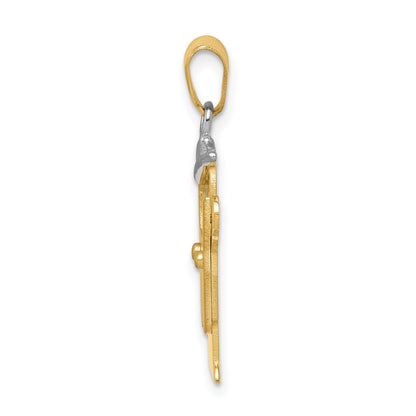14k Two-tone The Kids Small Boy in Overalls with Hat on Left Engravable Love Charm