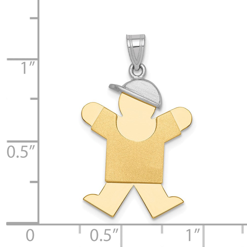 14k Two-Tone Large Boy with Hat on Right Engravable Charm