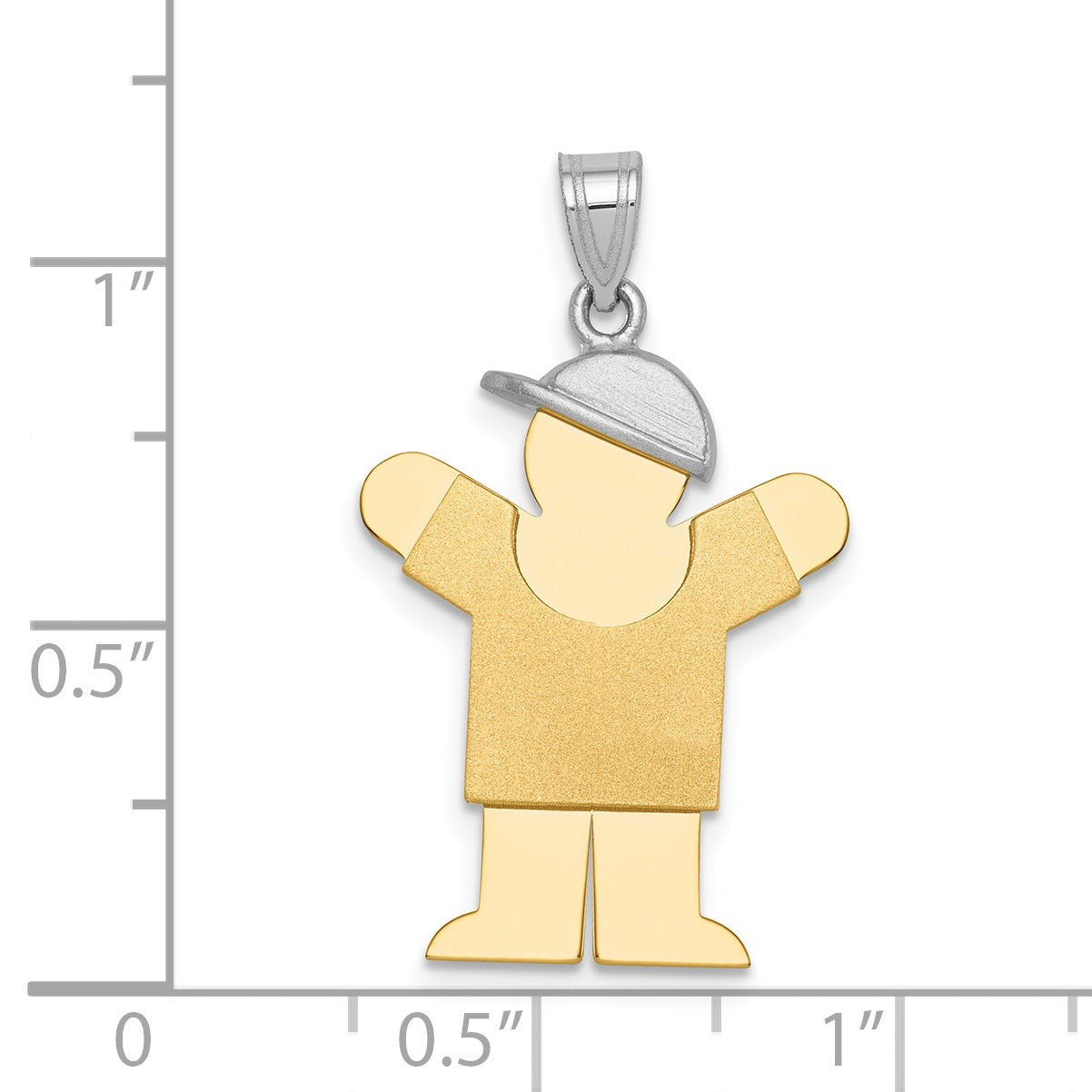14k Two-tone The Kids Medium Boy with Hat on Right Engravable Love Charm
