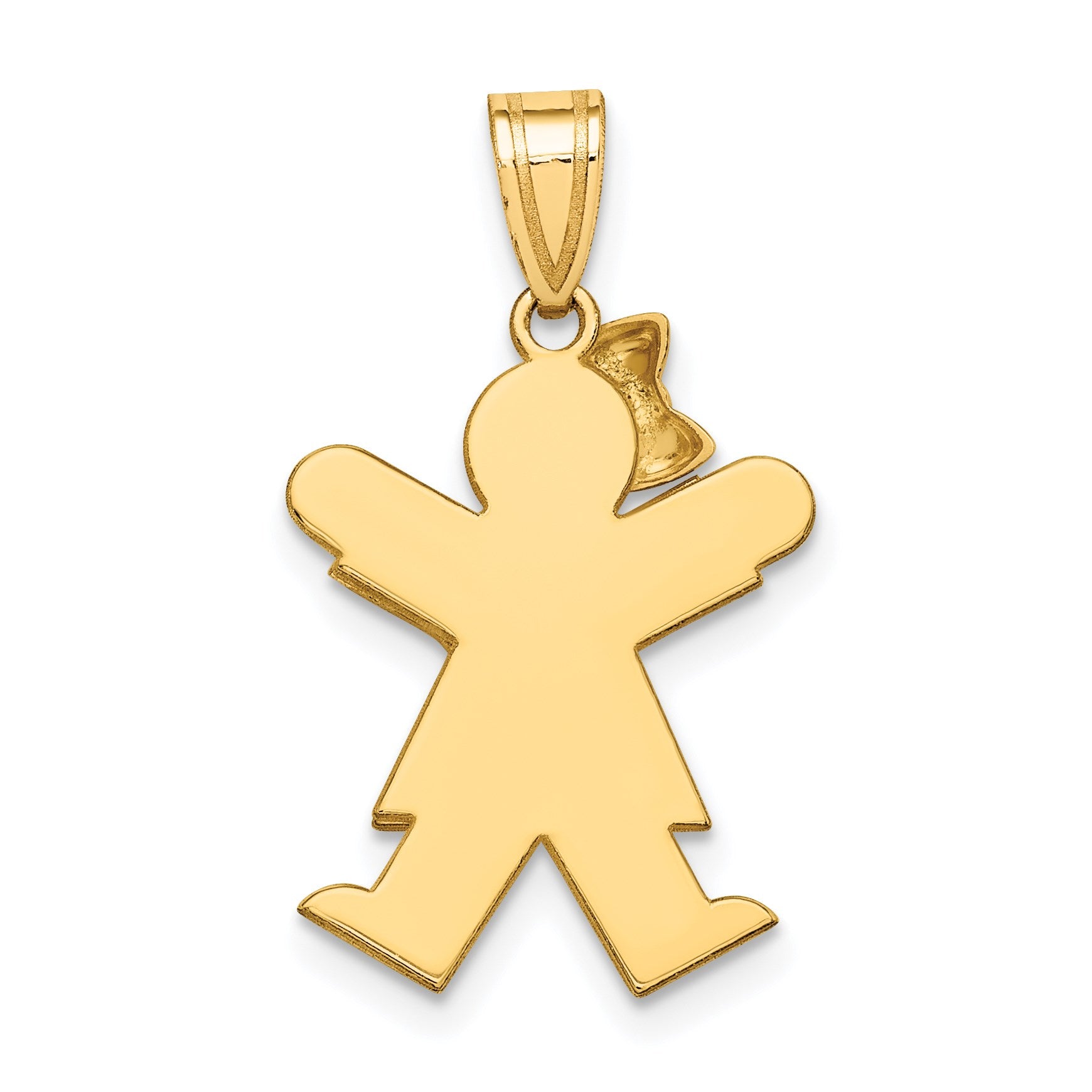 14k Two-tone The Kids Small Girl with Bow on Left Engravable Joy Charm