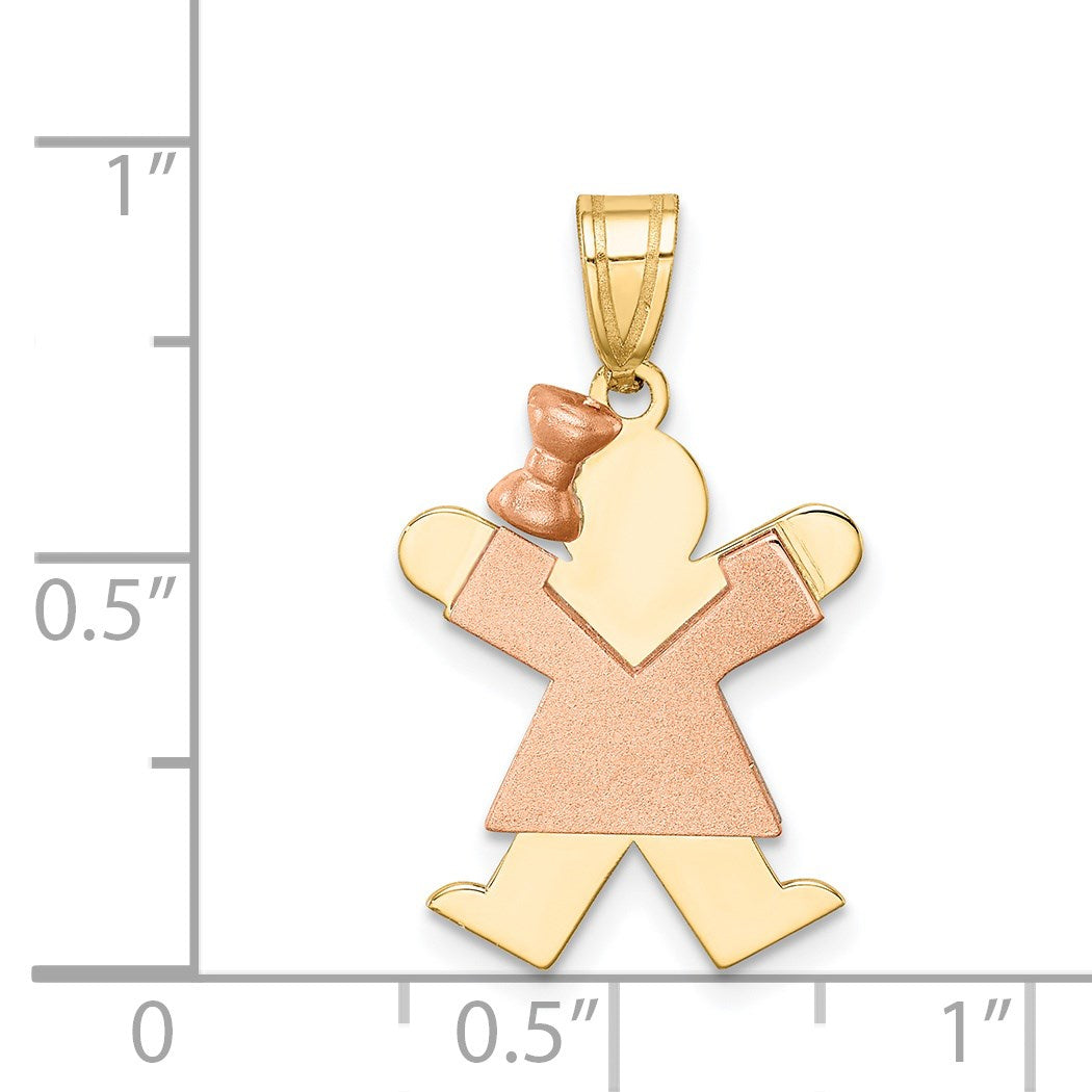 14k Two-tone The Kids Small Girl with Bow on Left Engravable Joy Charm