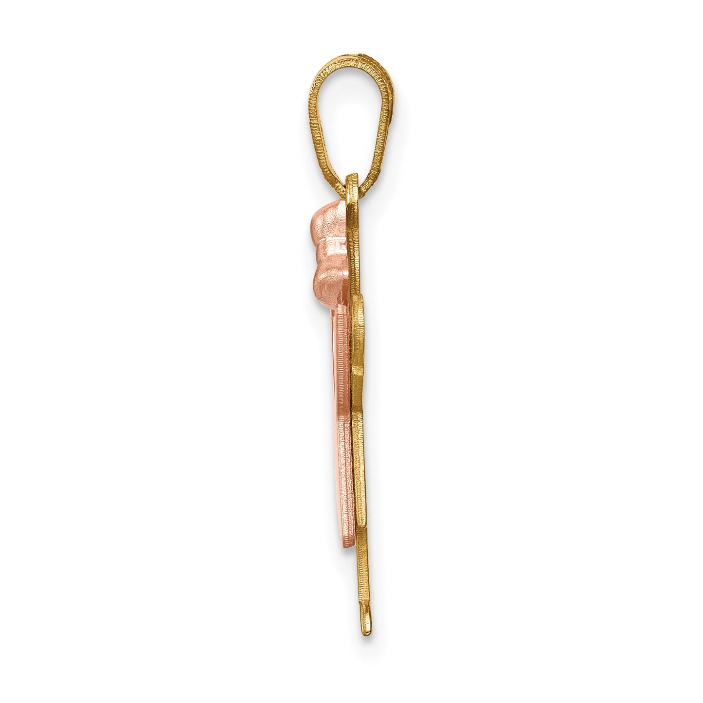 14k Two-tone The Kids Small Girl with  Ruffles and Bow on Right Engravable Love Charm