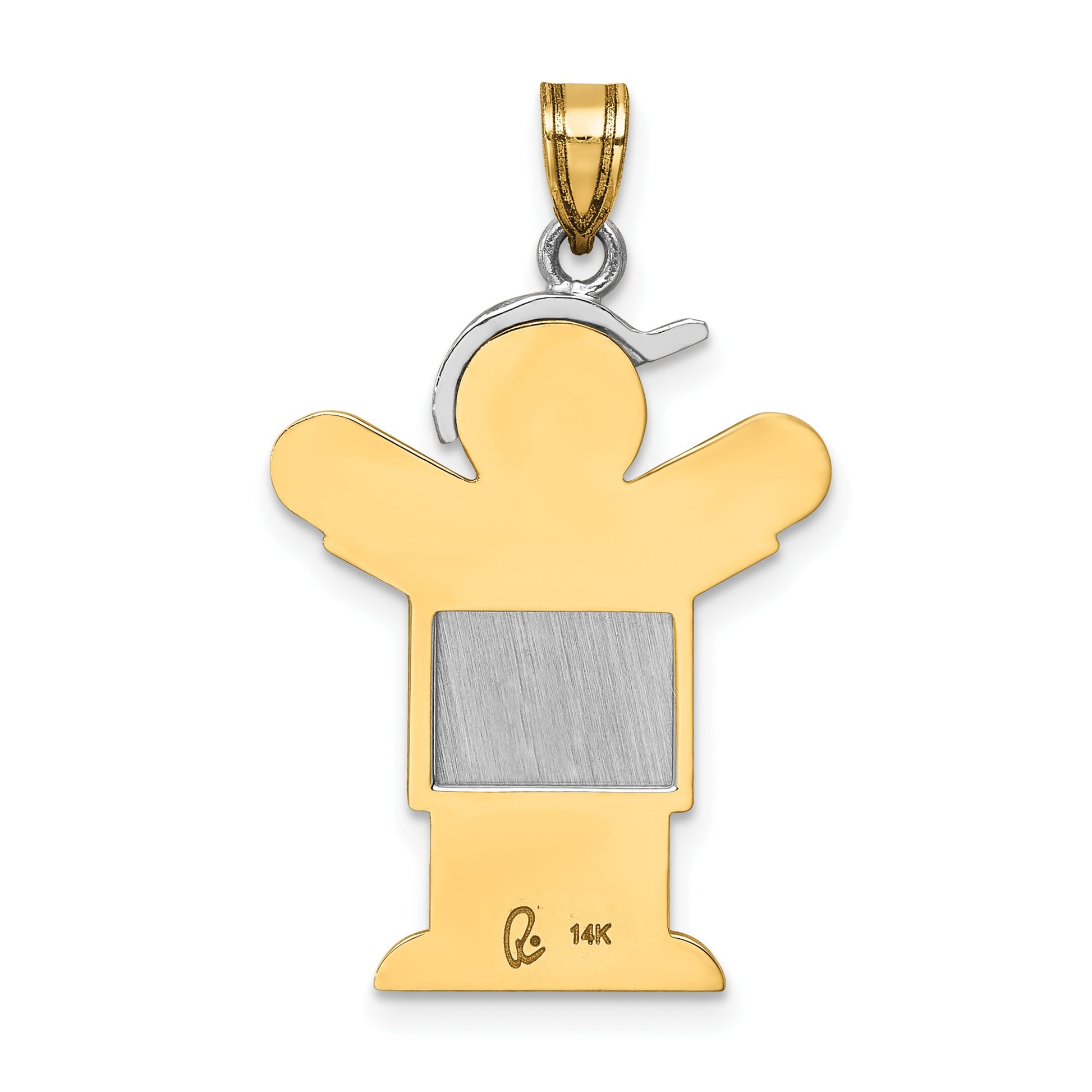 14k Two-tone The Kids Medium Boy with Hat on Right Engravable Love Charm