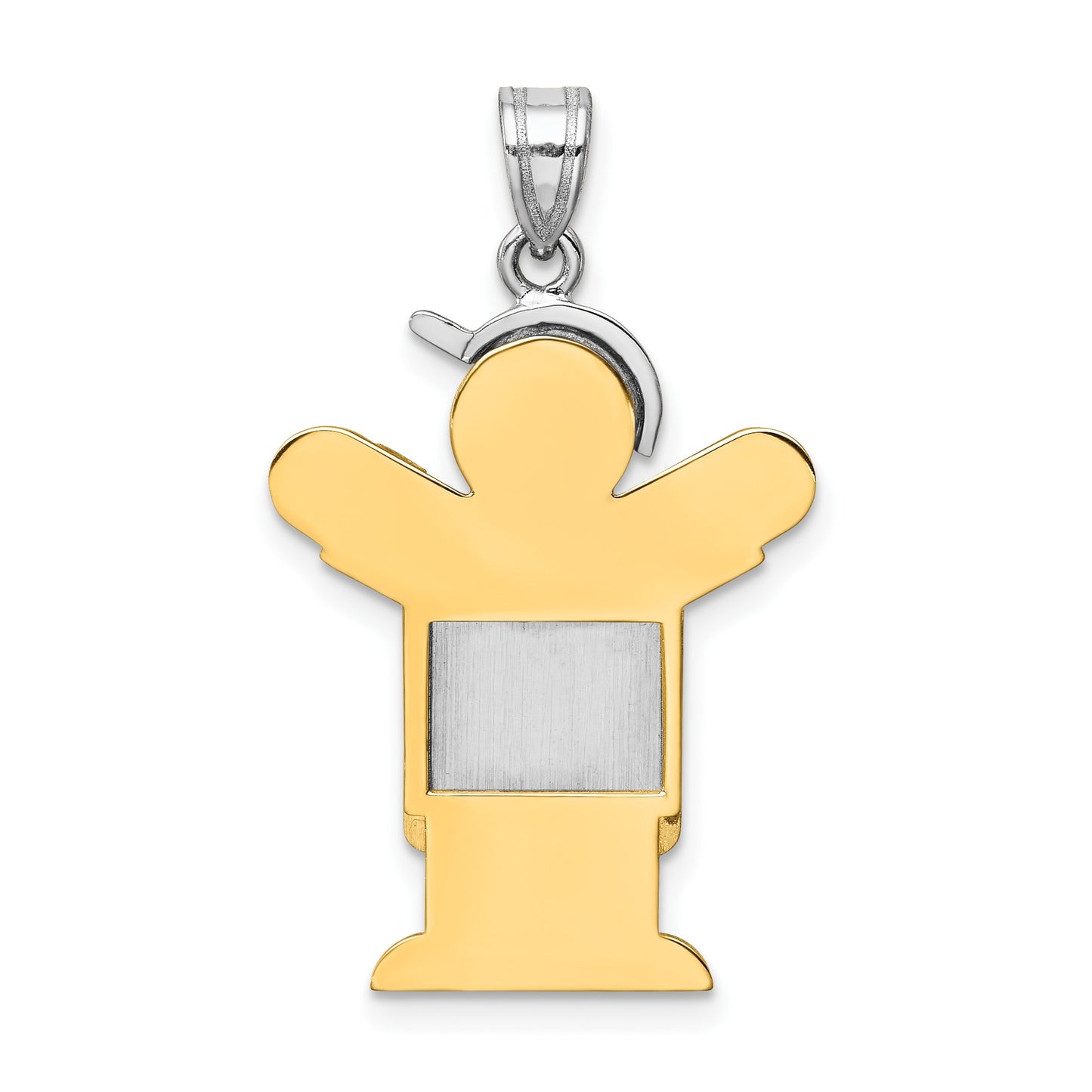14k Two-tone The Kids Medium Boy with Hat on Left Engravable Love Charm