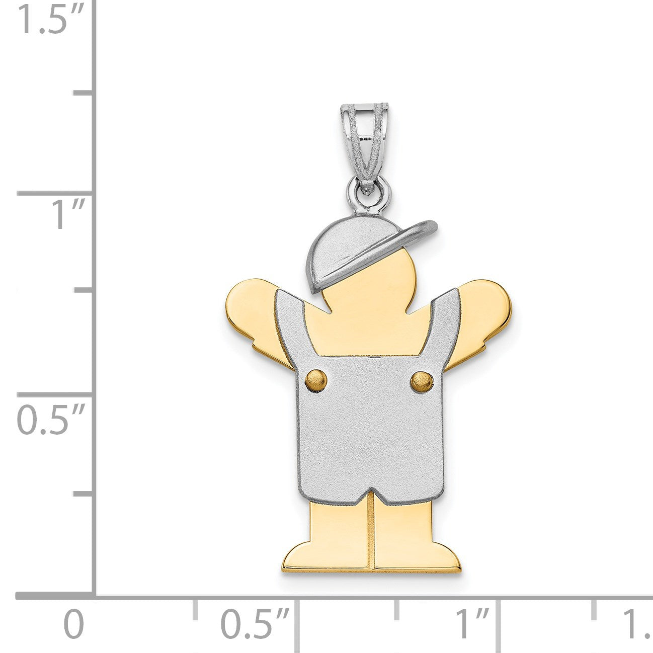14k Two-tone The Kids Medium Boy with Hat on Left Engravable Love Charm