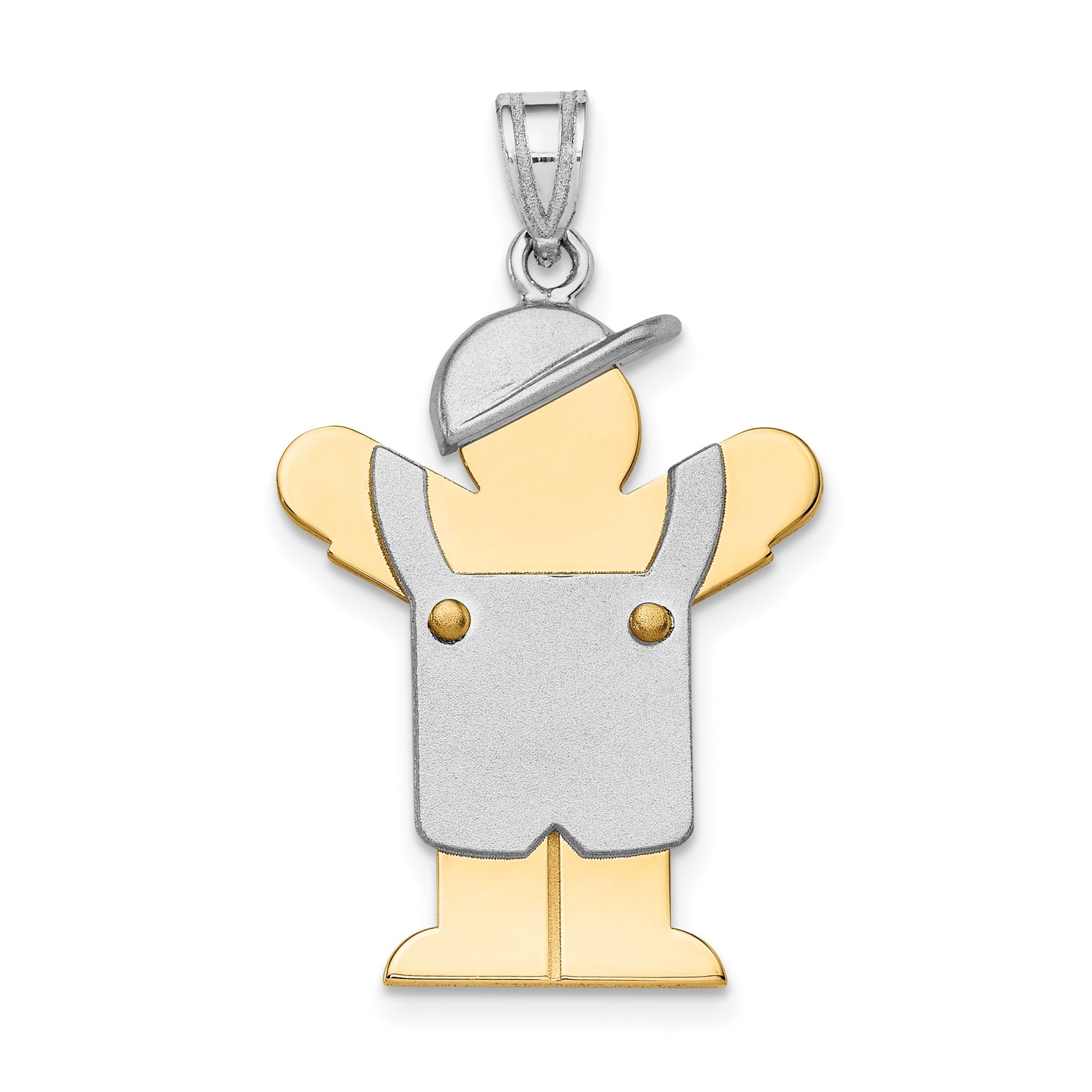 14k Two-tone The Kids Medium Boy with Hat on Left Engravable Love Charm