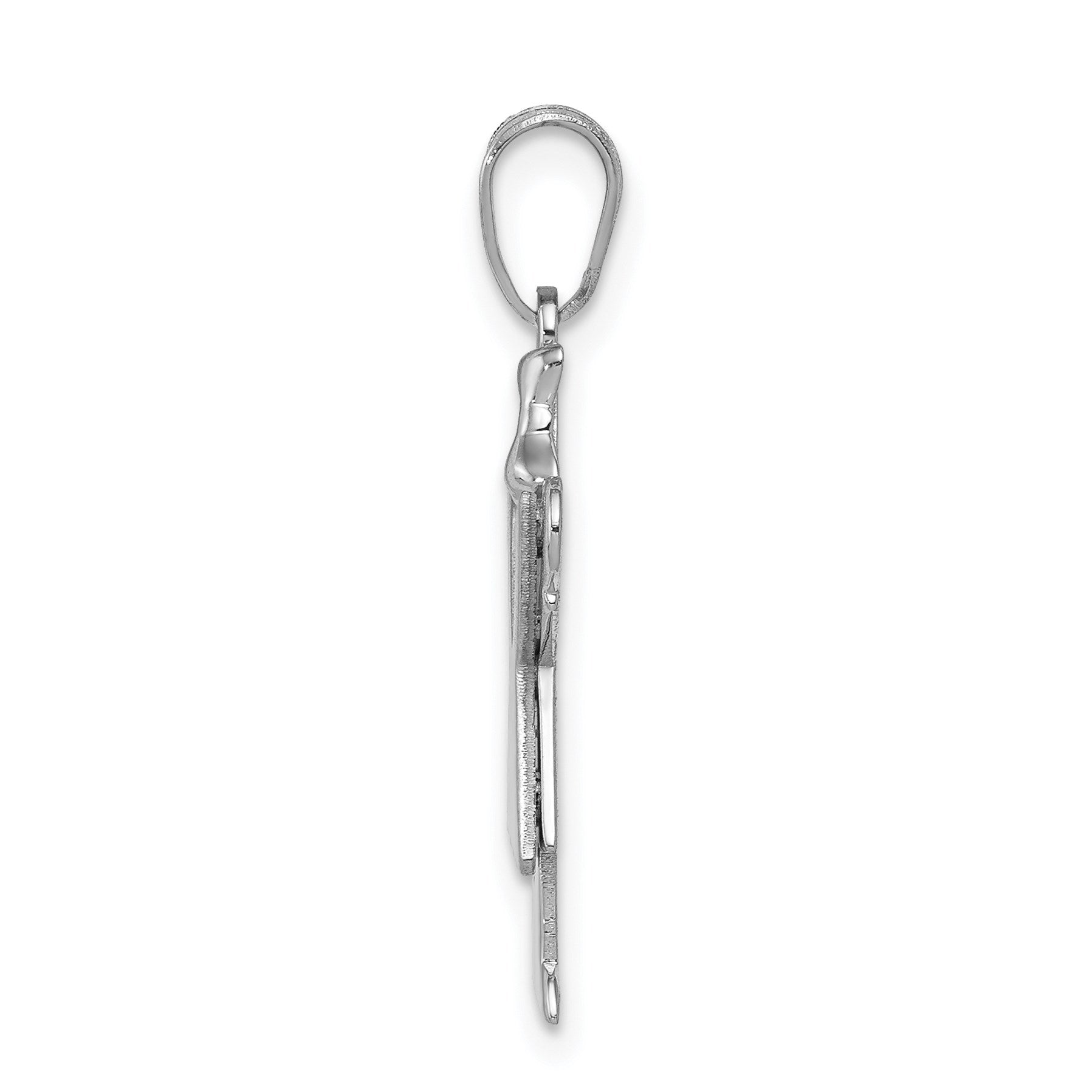 14k White Gold The Kids Small Girl with Ruffles and Bow on Right Engravable Love Charm