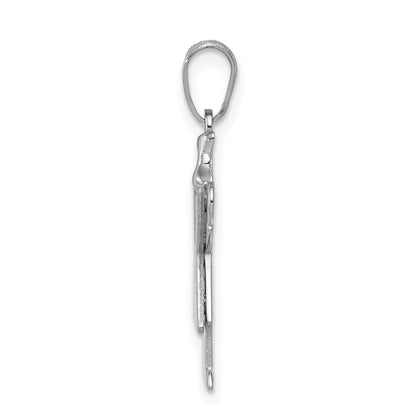 14k White Gold The Kids Small Girl with Ruffles and Bow on Right Engravable Love Charm