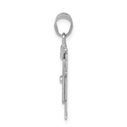 14k White Gold The Kids Small Boy in Overalls with Hat on Left Engravable Love Charm