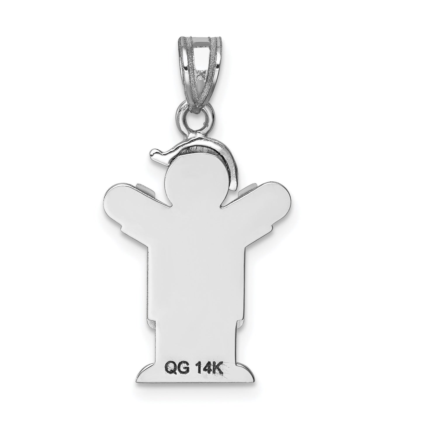14k White Gold The Kids Small Boy in Overalls with Hat on Left Engravable Love Charm