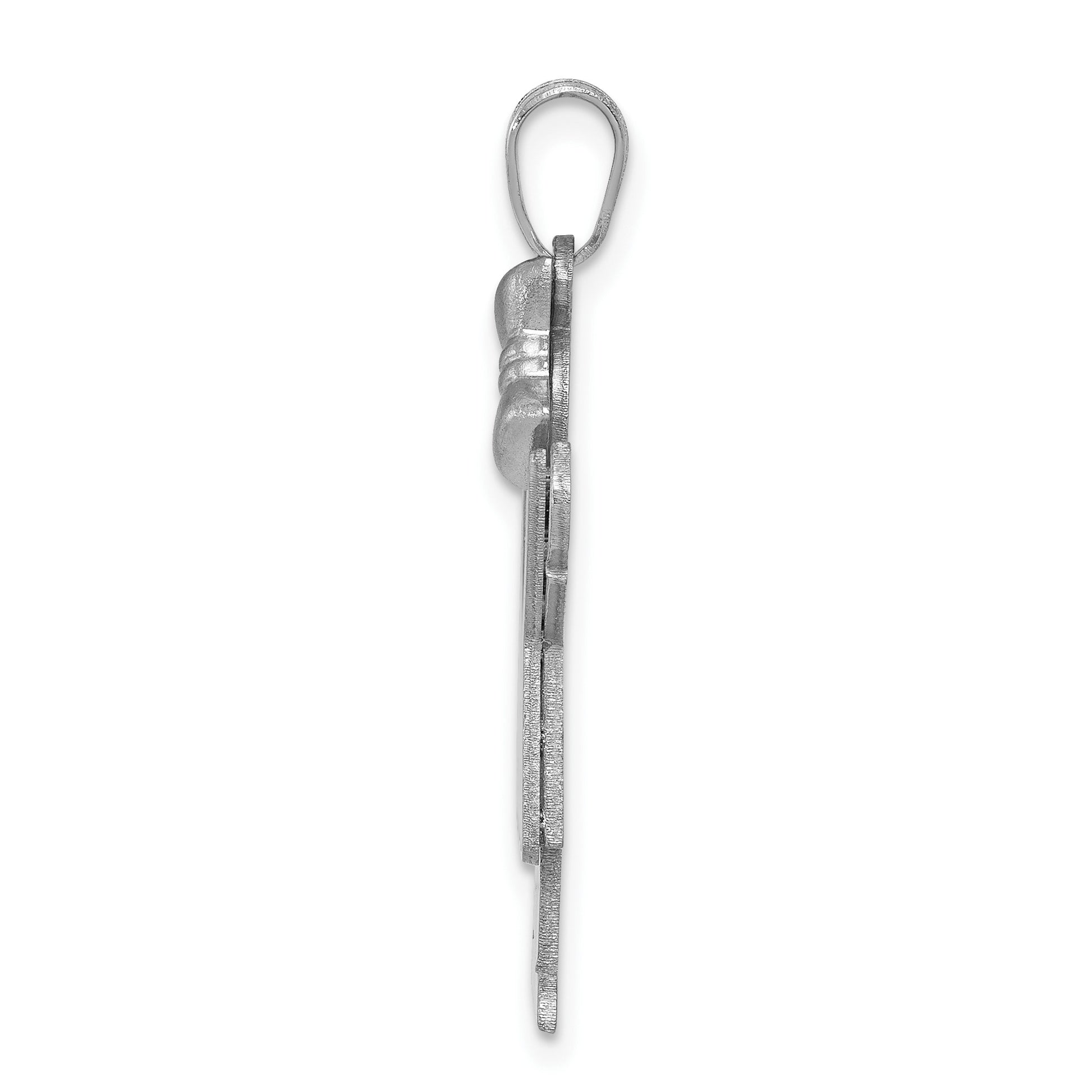 14k White Gold The Kids Medium Girl with Ruffles and Bow on Right Engravable Love Charm
