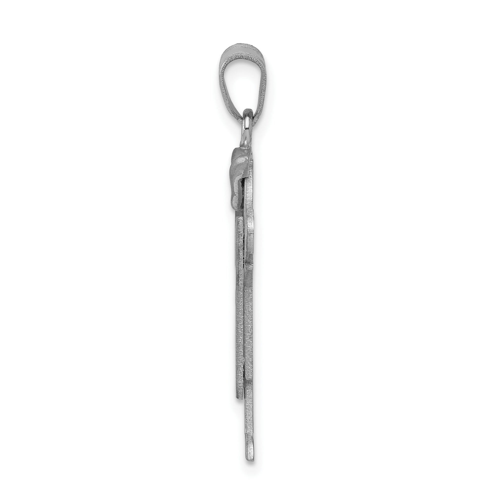 14k White Gold The Kids Medium Boy in Overalls with Hat on Left Engravable Love Charm
