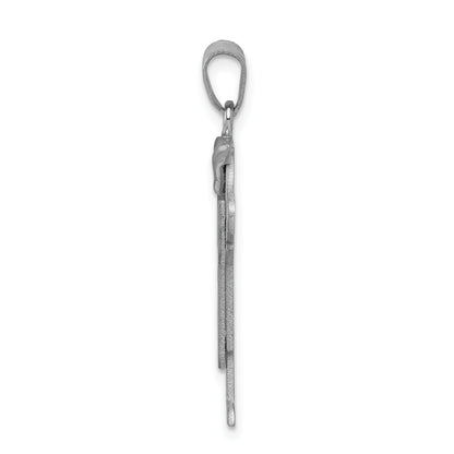 14k White Gold The Kids Medium Boy in Overalls with Hat on Left Engravable Love Charm