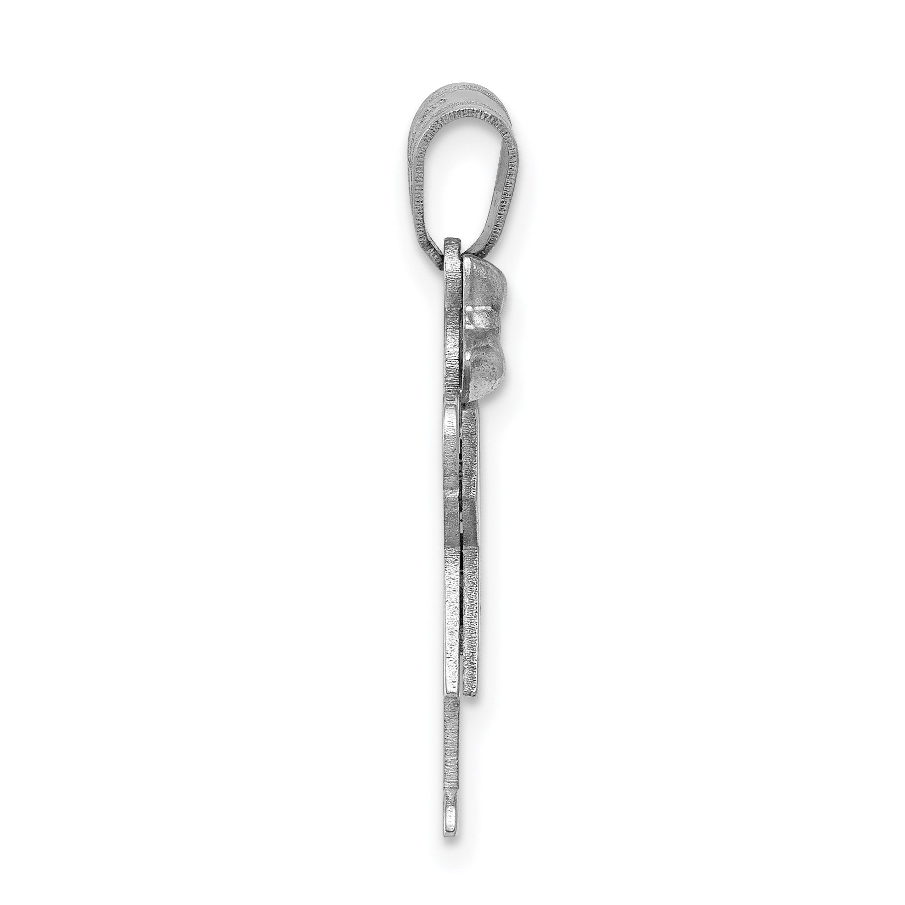 14k White Gold The Kids Small Girl with Bow on Left AA Diamond Love Charm
