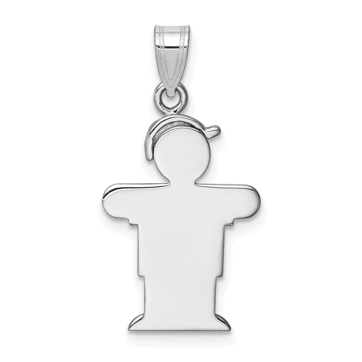 14k White Gold The Kids Small Boy with Hat on Right AA Diamond Hugs Charm