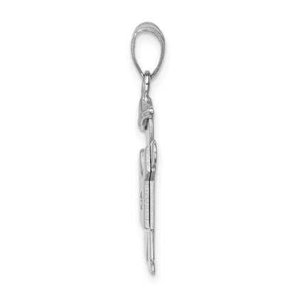 14k White Gold The Kids Small Boy with Hat on Left AA Diamond Kiss Charm