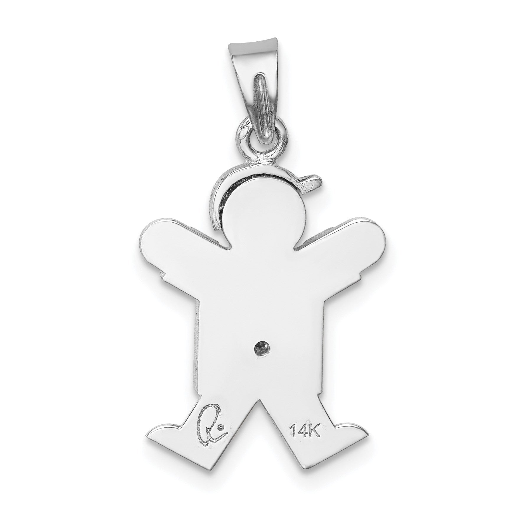 14k White Gold The Kids Small Boy with Hat on Right AA Diamond Joy Charm