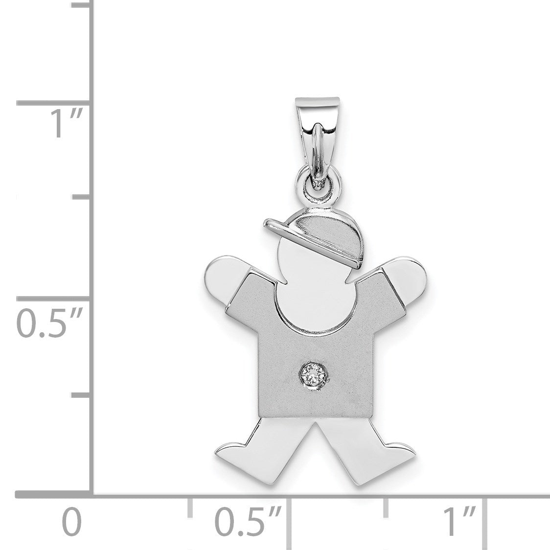 14k White Gold The Kids Small Boy with Hat on Right AA Diamond Joy Charm