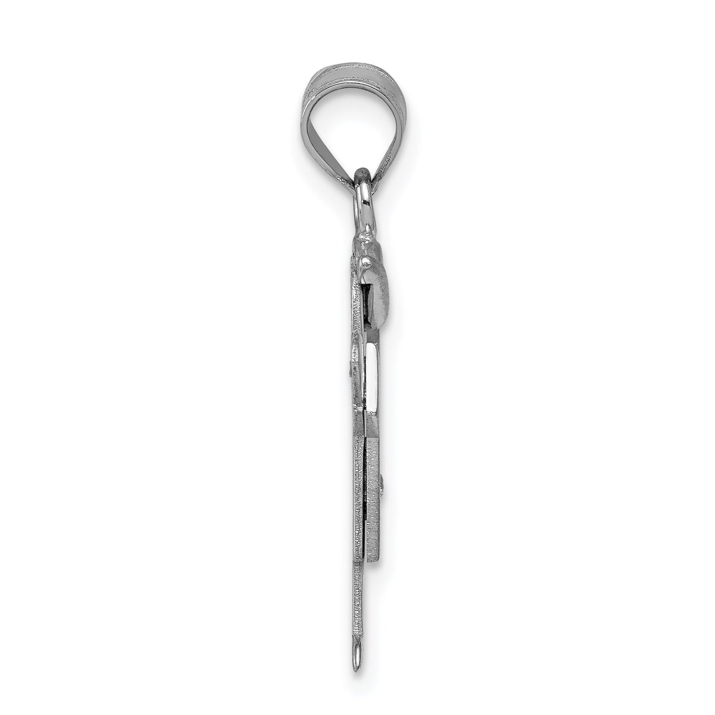 14k White Gold The Kids Small Boy with Hat on Right AA Diamond Love Charm