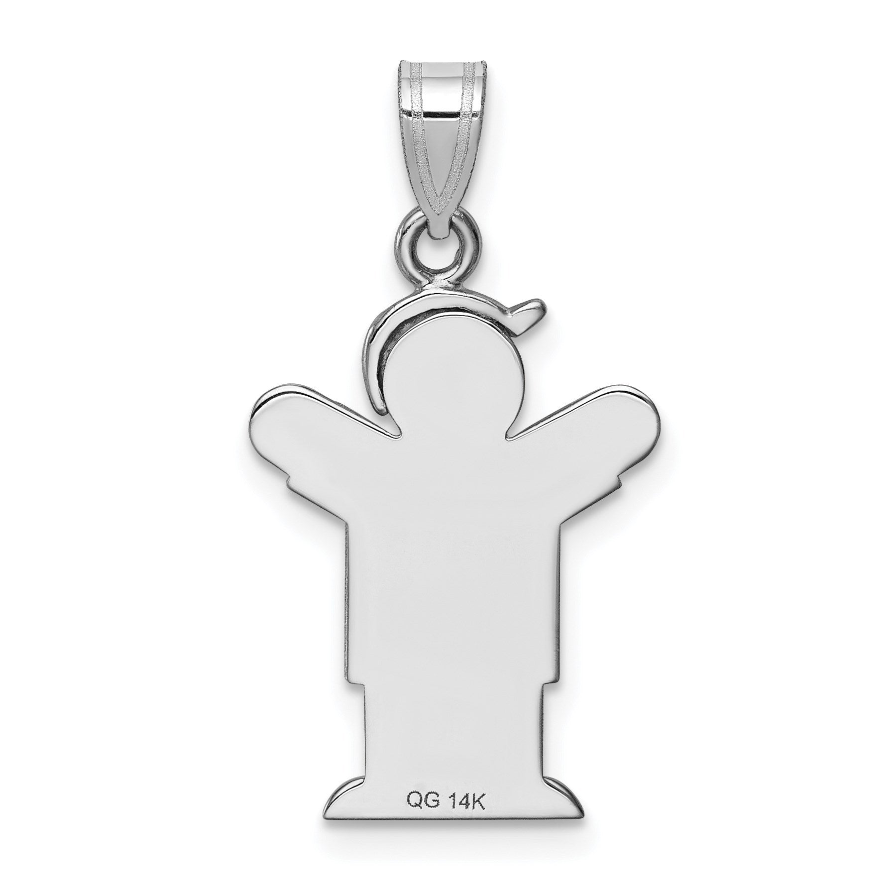 14k White Gold The Kids Small Boy with Hat on Right AA Diamond Love Charm