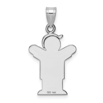 14k White Gold The Kids Small Boy with Hat on Right AA Diamond Love Charm