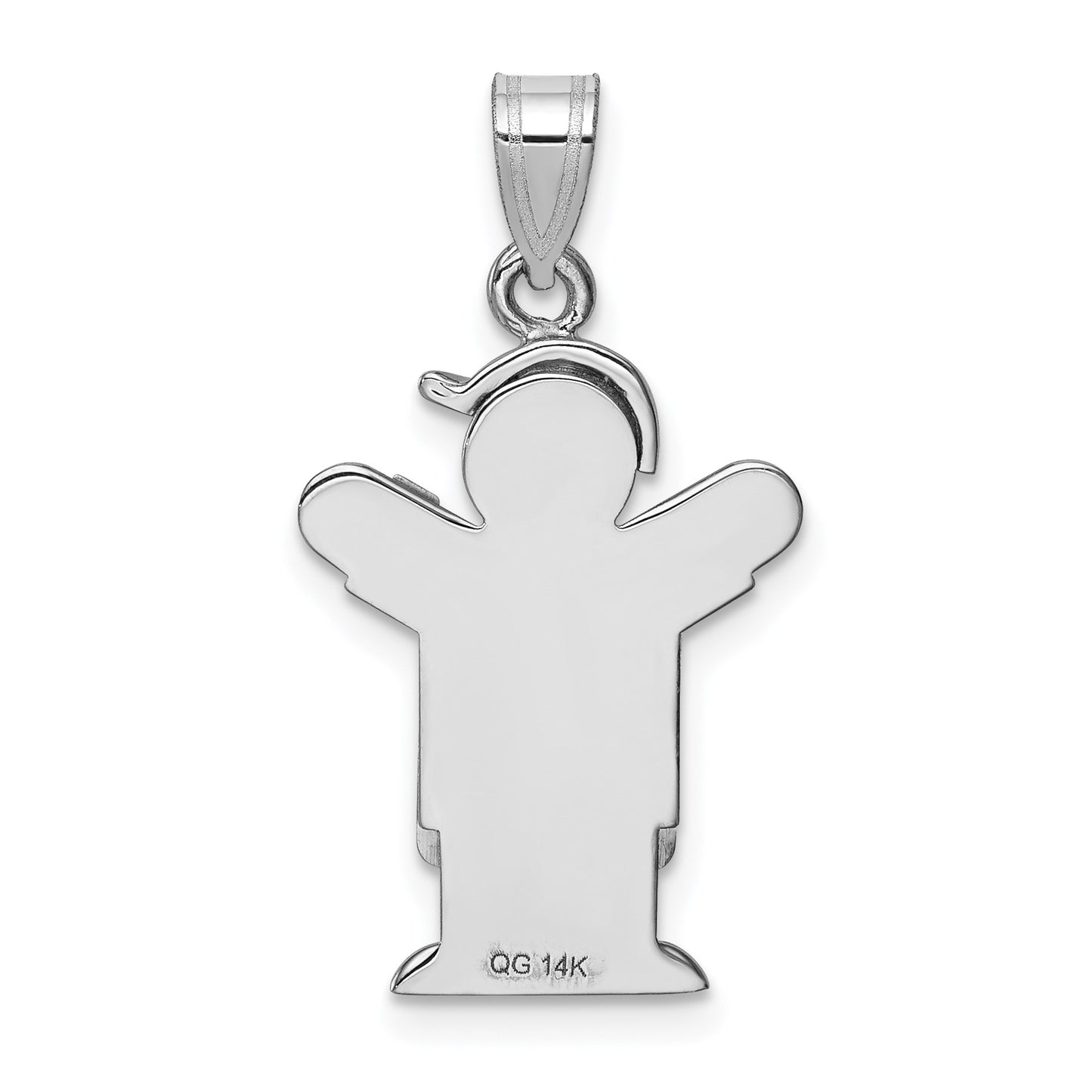 14k White Gold The Kids Small Boy in Overalls with Hat on Left AA Diamond Love Charm