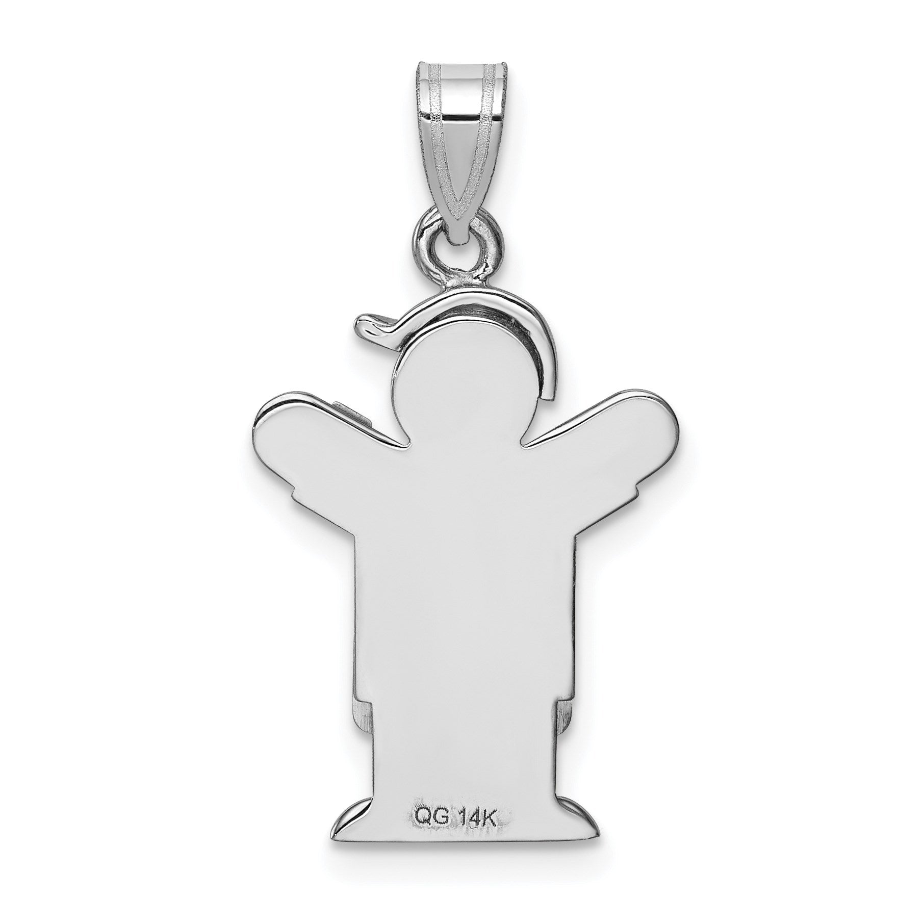 14k White Gold The Kids Small Boy in Overalls with Hat on Left AA Diamond Love Charm