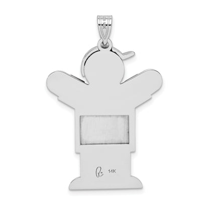 14k White Gold The Kids Medium Girl with Bow on Right AA Diamond Kiss Charm
