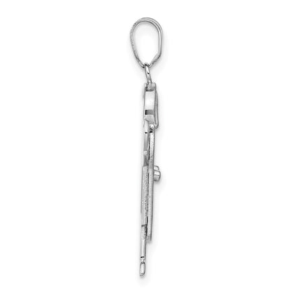 14k White Gold The Kids Medium Boy in Overalls with Hat on Left Love Charm Mounting