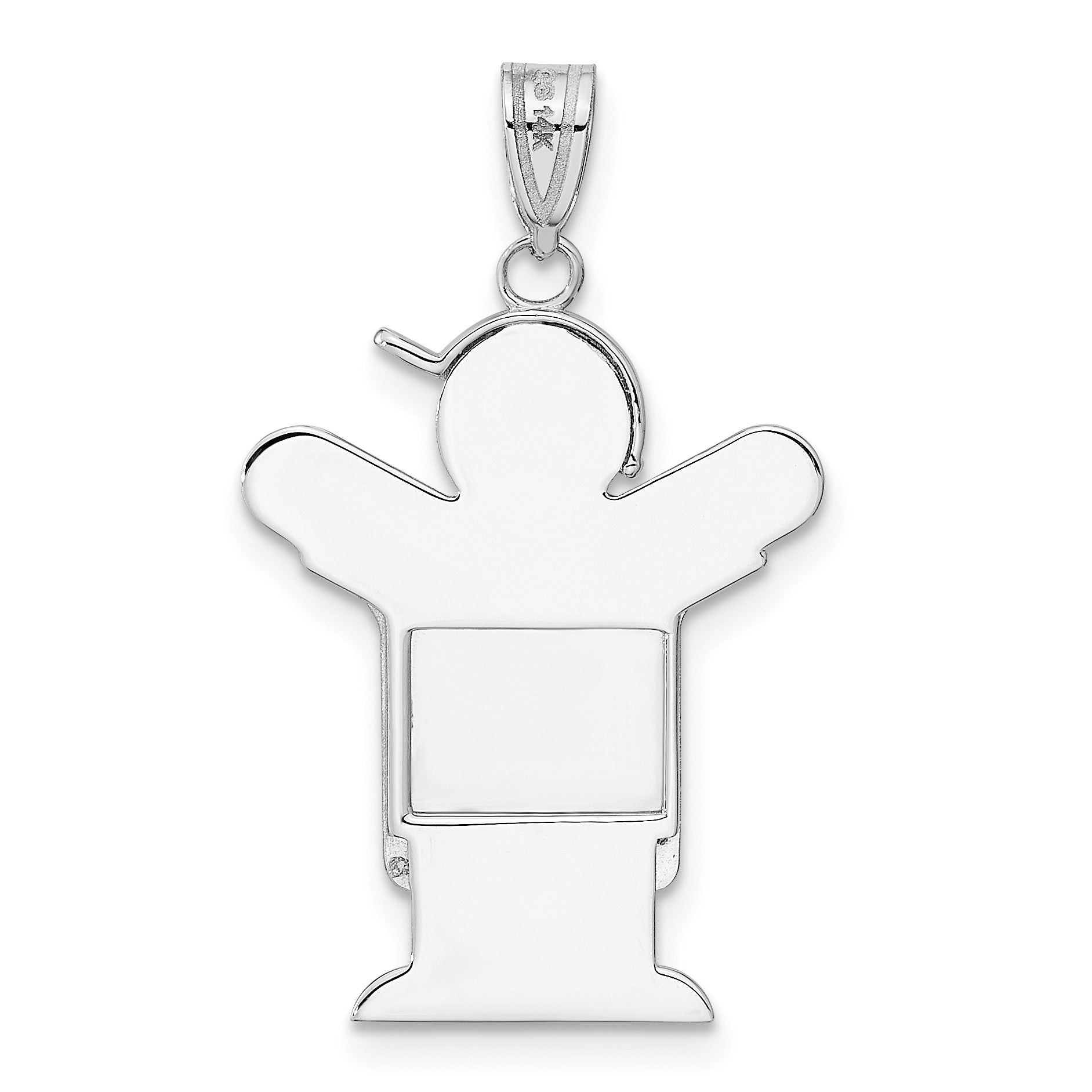 14k White Gold The Kids Medium Boy in Overalls with Hat on Left Love Charm Mounting