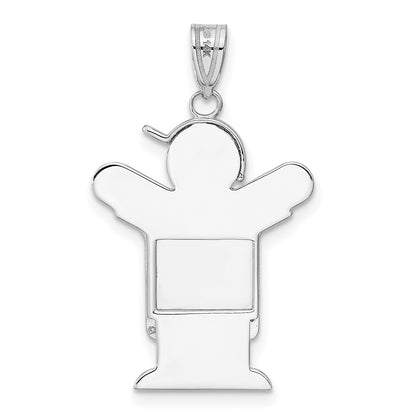 14k White Gold The Kids Medium Boy in Overalls with Hat on Left Love Charm Mounting