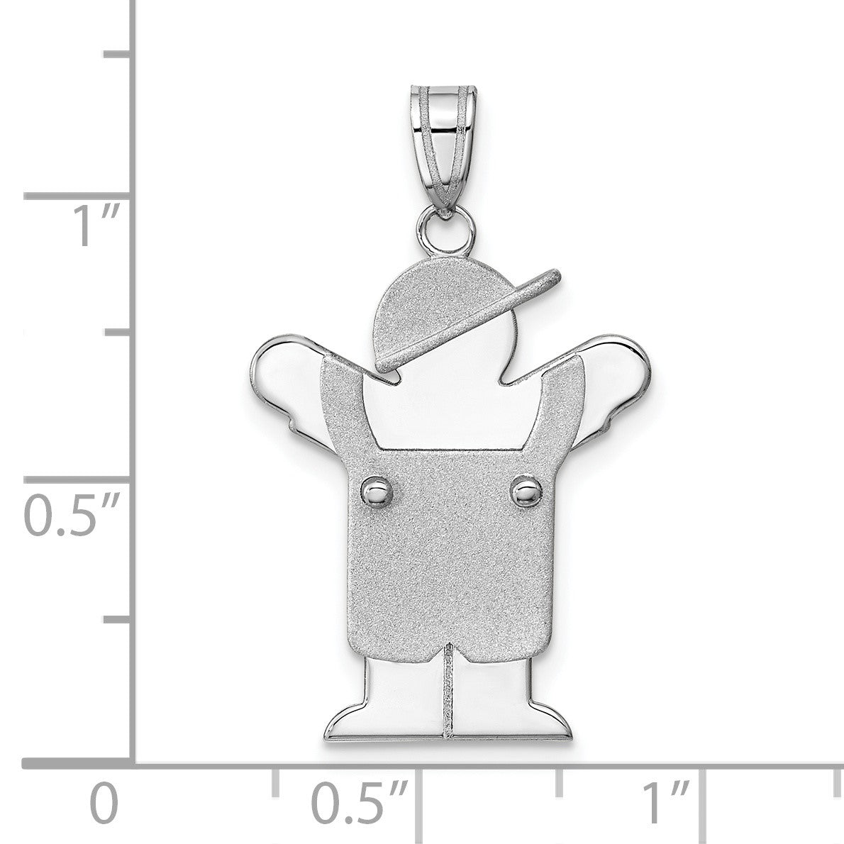 14k White Gold The Kids Medium Boy in Overalls with Hat on Left Love Charm Mounting