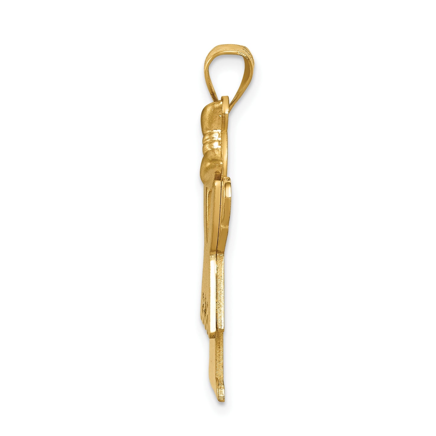 14k The Kids Medium Girl with Ruffles and Bow on Right AA Diamond Love Pendant