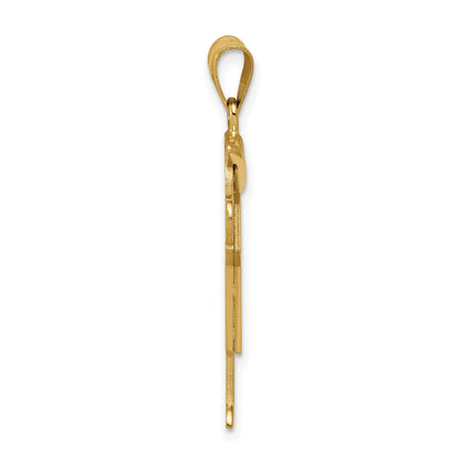 14k The Kids Medium Boy with Hat on Right AA Diamond Love Pendant