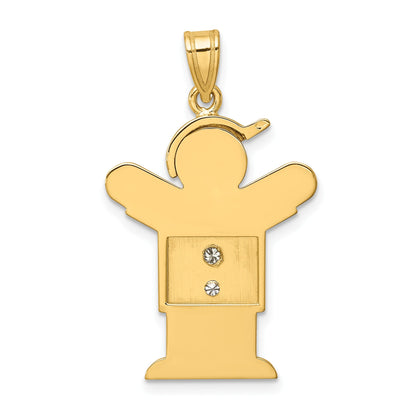 14k The Kids Medium Boy with Hat on Right AA Diamond Love Pendant