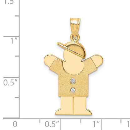 14k The Kids Medium Boy with Hat on Right AA Diamond Love Pendant