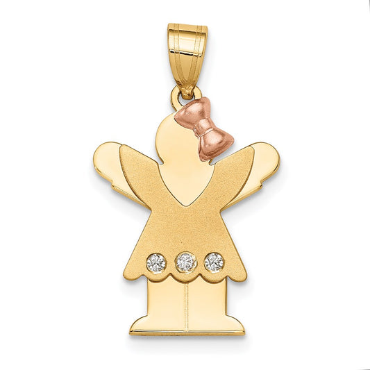 14k Two-tone AA Diamond Kid Pendant