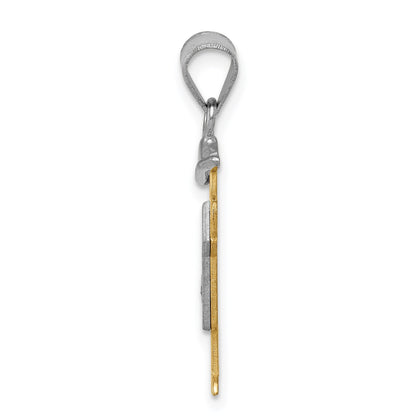 14k Two-tone The Kids Small Boy with Hat on Left AA Diamond Kiss Pendant