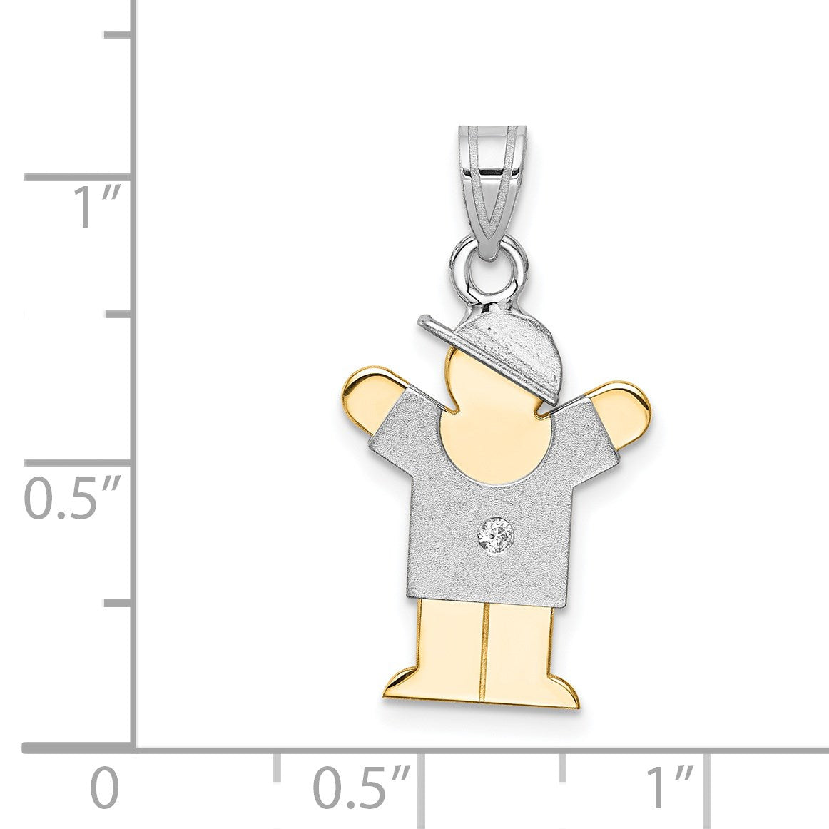 14k Two-tone The Kids Small Boy with Hat on Right AA Diamond Love Pendant