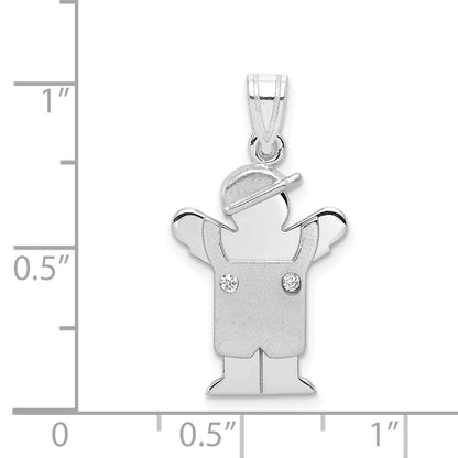 14k Two-tone The Kids Small Boy in Overalls with Hat on Left AA Diamond Love Pendant