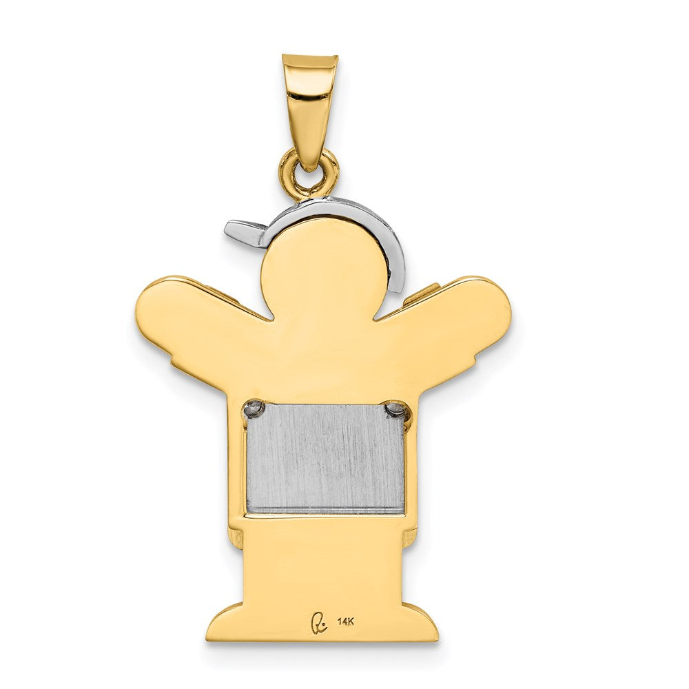 14k Two-tone AA Diamond Kid Pendant