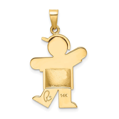 14k Puffed Boy with Hat on Left Engravable Charm