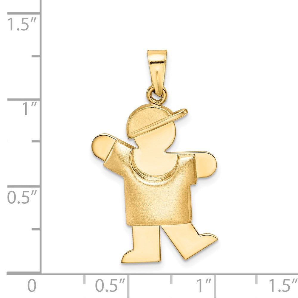 14k Puffed Boy with Hat on Left Engravable Charm