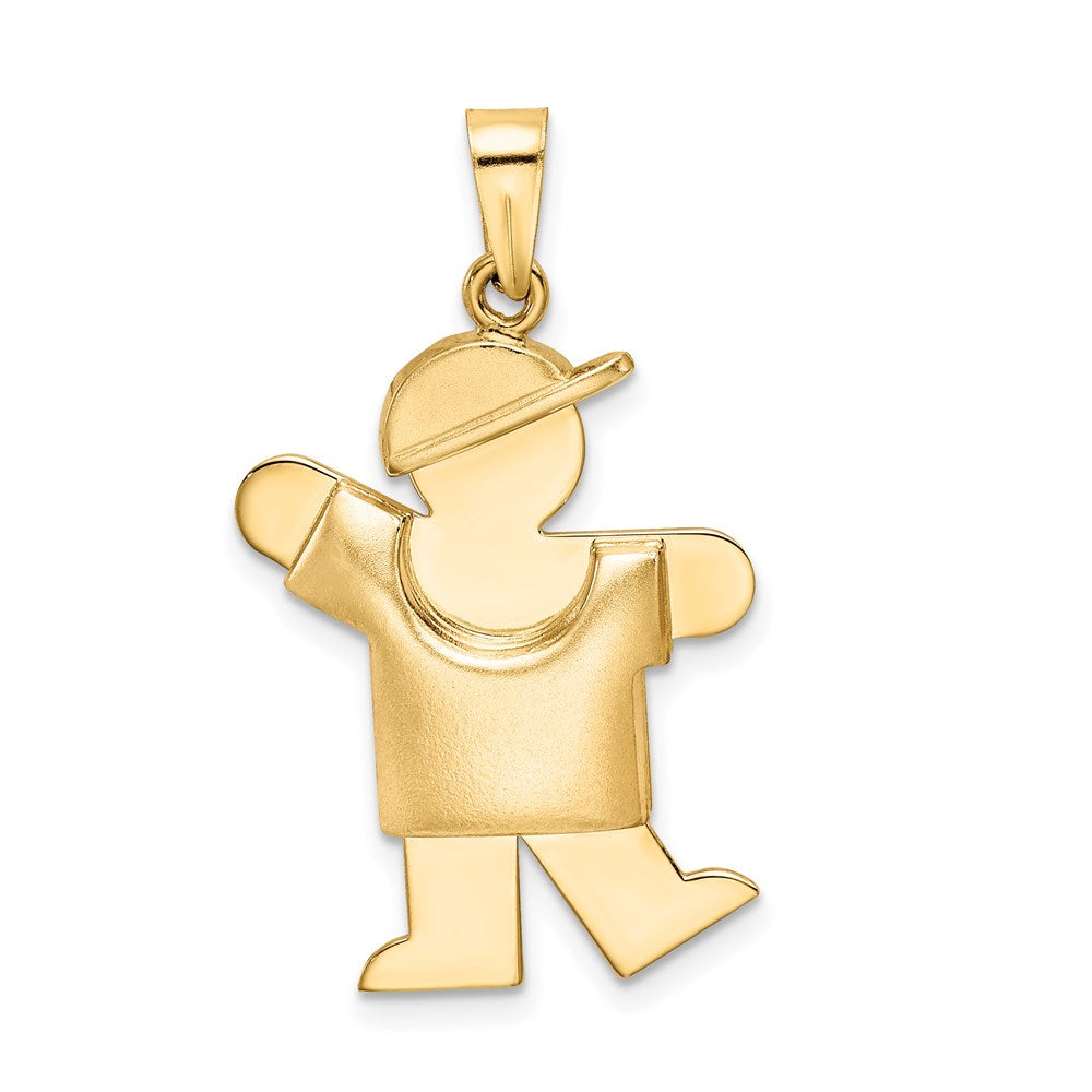 14k Puffed Boy with Hat on Left Engravable Charm