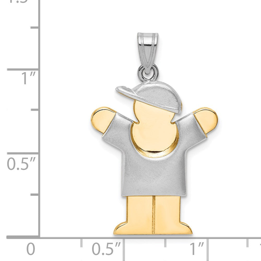 14k Two-Tone Puffed Boy with Hat on Right Engravable Charm