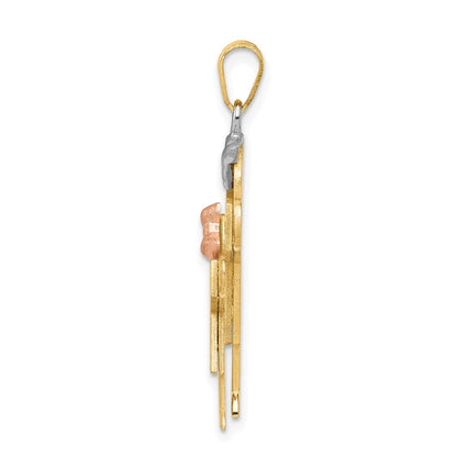 14k Tri-Color Big Boy and Little Girl Engravable Charm