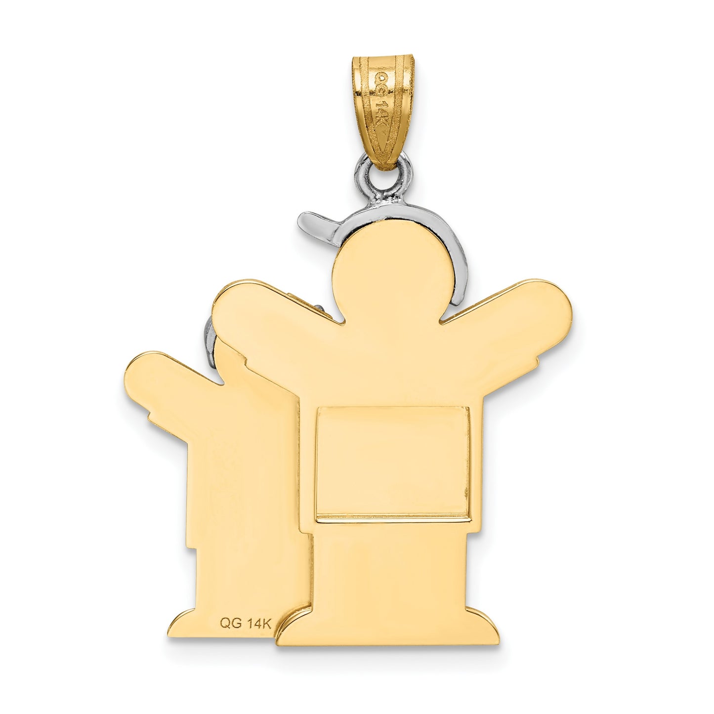 14k Two-tone The Kids Big Boy and Little Boy Engravable Love Charm