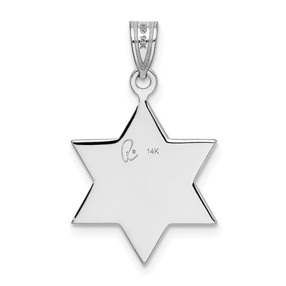 14k White Gold Star Of David Pendant